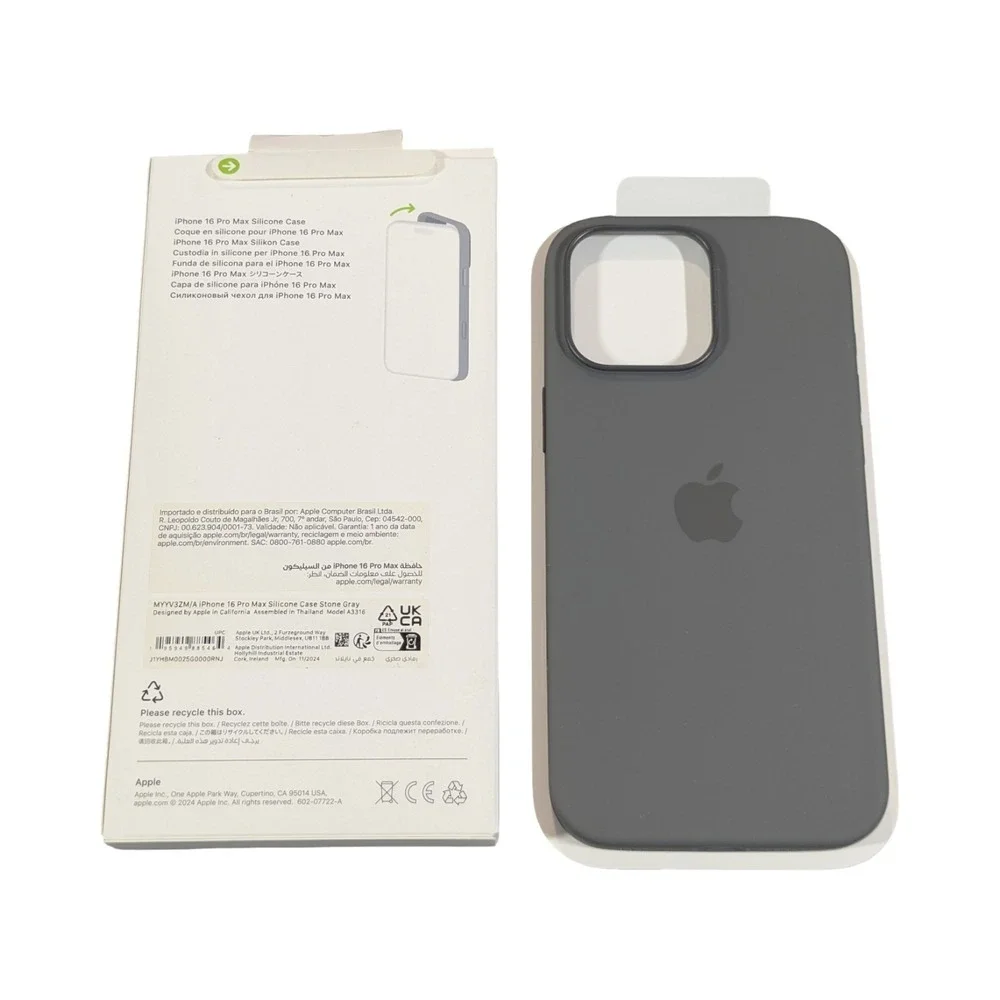 Pp8N Genuine Apple Silicone Case for iPhone 16 Pro Max w/ Magsafe - Stone Gray - Picture 2 of 4